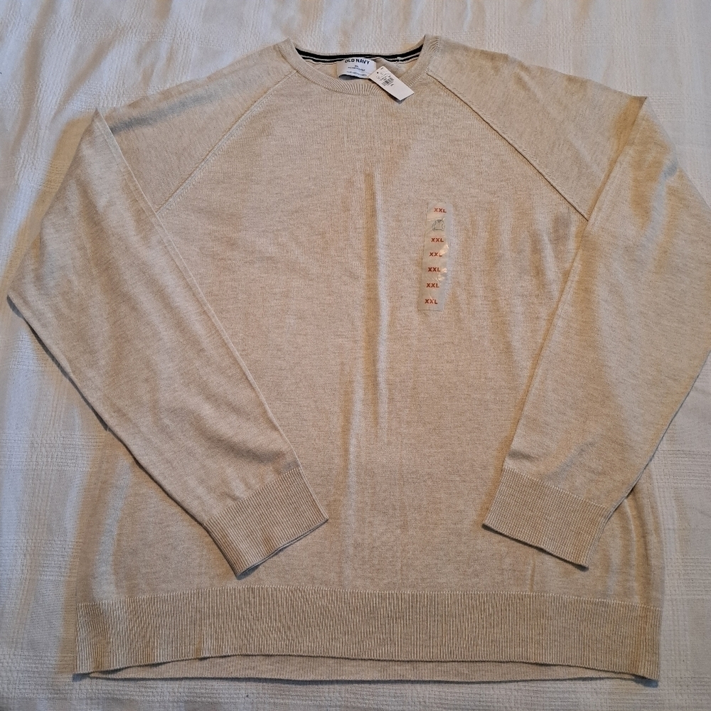 Old Navy men's size XXL oatmeal crewneck sweater, lightweight, New